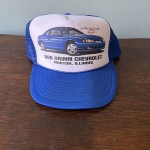 Vintage Bob Grimm Chevrolet Trucker Hat Morton Illinois Chevy Dealer Snapback